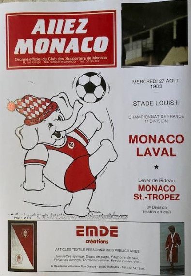 1983 Mascotte Bouba As MONACO Football